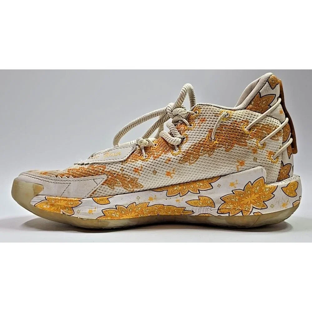 "WOOOOO" Size 7 - adidas FX6616 Ric Flair X Dame 7 White Gold Metallic Pre Owned - Picture 5 of 10